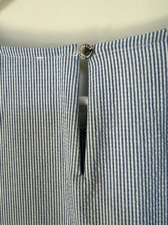 Calvin Klein Light Blue Striped Long-Sleeve Tie Cuff Top - Picture 4 of 5